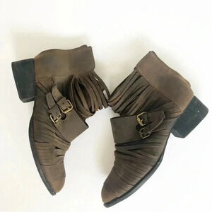 Jeffrey Campbell Ibiza Isley Strappy Leather Ankle Moto Booties Women's Size 6.5